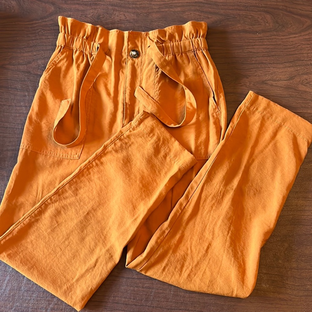 Madewell Burnt Orange High-Rise Straight Cargo Pants Light Cotton Size M